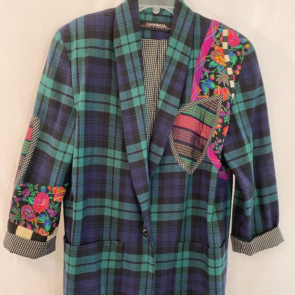 SOLD Canvasbacks Lutton & Horsefield Mixed Media Plaid Blazer NWOT - Picture 5 of 15